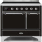 Ilve UMDI10QNS3BKC Majestic Ii 40 Inch Electric Freestanding Range In Glossy Black With Chrome Trim