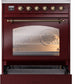 Ilve UPI304NMPBUB Nostalgie Ii 30 Inch Electric Freestanding Range In Burgundy With Bronze Trim