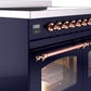 Ilve UPDI406NMPMBP Nostalgie Ii 40 Inch Electric Freestanding Range In Blue With Copper Trim