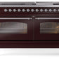 Ilve UP60FNMPBUCLP Nostalgie Ii 60 Inch Dual Fuel Liquid Propane Freestanding Range In Burgundy With Chrome Trim