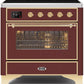 Ilve UMI09NS3BUG Majestic Ii 36 Inch Electric Freestanding Range In Burgundy With Brass Trim