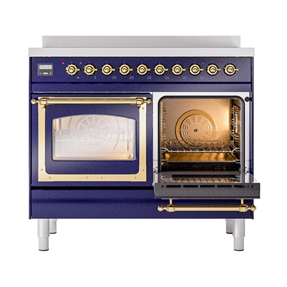 Ilve UNDI406NMPMBG Ilve Undi406Nmpmbg Nostalgie Ii Noblesse 40" Induction Range (Triple Glass Door, Midnight Blue, Brass)