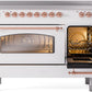 Ilve UPI486NMPWHP Nostalgie Ii 48 Inch Electric Freestanding Range In White With Copper Trim