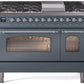 Ilve UP48FNMPBGCLP Nostalgie Ii 48 Inch Dual Fuel Liquid Propane Freestanding Range In Blue Grey With Chrome Trim