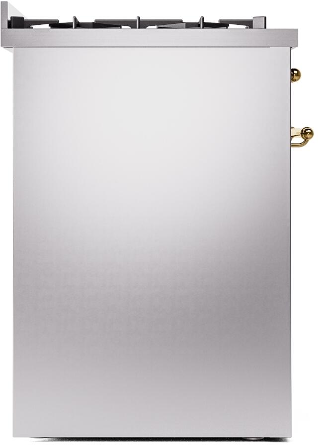 Ilve UP30NMPSSG Nostalgie Ii 30 Inch Dual Fuel Natural Gas Freestanding Range In Stainless Steel With Brass Trim