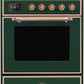 Ilve UM30DNE3EGPLP Majestic Ii 30 Inch Dual Fuel Liquid Propane Freestanding Range In Emerald Green With Copper Trim