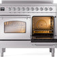 Ilve UPDI406NMPSSC Nostalgie Ii 40 Inch Electric Freestanding Range In Stainless Steel With Chrome Trim