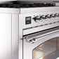 Ilve UP48FNMPSSC Nostalgie Ii 48 Inch Dual Fuel Natural Gas Freestanding Range In Stainless Steel With Chrome Trim