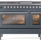 Ilve UP48FWMPBG Professional Plus Ii 48 Inch Dual Fuel Natural Gas Freestanding Range In Blue Grey With Trim