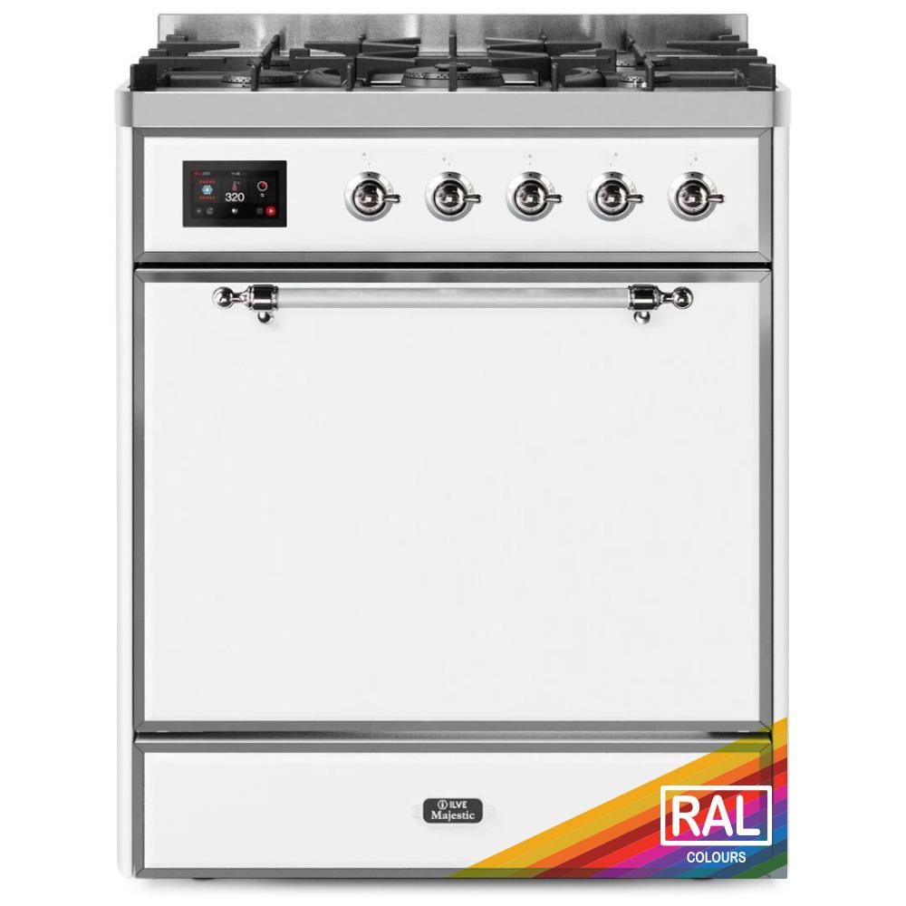 Ilve UM30DQNE3RAC Ilve Majestic Ii 30 Um30Dqne3Rac Freestanding Dual Fuel Range With 5 Sealed Burners Single Oven With Solid Door In Ral Color With Chrome Knobs