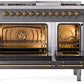 Ilve UP48FNMPMGG Nostalgie Ii 48 Inch Dual Fuel Natural Gas Freestanding Range In Matte Graphite With Brass Trim