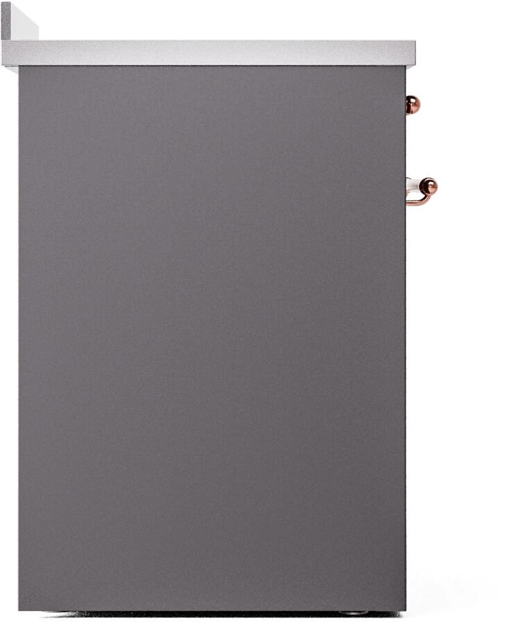 Ilve UPI304NMPMGP Nostalgie Ii 30 Inch Electric Freestanding Range In Matte Graphite With Copper Trim