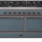 Ilve UM15FDQNS3BGBLP Majestic Ii 60 Inch Dual Fuel Liquid Propane Freestanding Range In Blue Grey With Bronze Trim