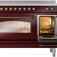 Ilve UPI486NMPBUB Nostalgie Ii 48 Inch Electric Freestanding Range In Burgundy With Bronze Trim