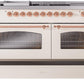 Ilve UP60FSNMPAWP Nostalgie Ii 60 Inch Dual Fuel Natural Gas Freestanding Range In Antique White With Copper Trim