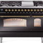 Ilve UP48FNMPBKGLP Nostalgie Ii 48 Inch Dual Fuel Liquid Propane Freestanding Range In Glossy Black With Brass Trim