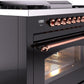 Ilve UP36FNMPBKP Nostalgie Ii 36 Inch Dual Fuel Natural Gas Freestanding Range In Glossy Black With Copper Trim