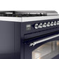 Ilve UP48FSNMPMBC Nostalgie Ii 48 Inch Dual Fuel Natural Gas Freestanding Range In Blue With Chrome Trim