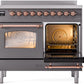 Ilve UPDI406NMPMGP Nostalgie Ii 40 Inch Electric Freestanding Range In Matte Graphite With Copper Trim