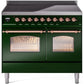 Ilve UPDI406NMPEGP Nostalgie Ii 40 Inch Electric Freestanding Range In Emerald Green With Copper Trim