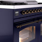 Ilve UPD40FNMPMBB Nostalgie Ii 40 Inch Dual Fuel Natural Gas Freestanding Range In Blue With Bronze Trim