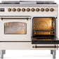 Ilve UPD40FNMPAWBLP Nostalgie Ii 40 Inch Dual Fuel Liquid Propane Freestanding Range In Antique White With Bronze Trim