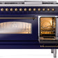 Ilve UP48FNMPMBBLP Nostalgie Ii 48 Inch Dual Fuel Liquid Propane Freestanding Range In Blue With Bronze Trim