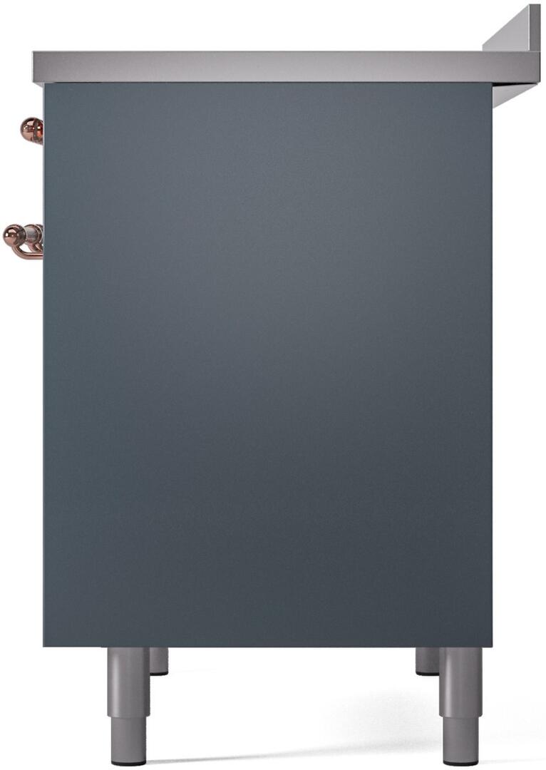 Ilve UPDI406NMPBGP Nostalgie Ii 40 Inch Electric Freestanding Range In Blue Grey With Copper Trim