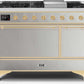 Ilve UM12FDQNS3SSG Majestic Ii 48 Inch Dual Fuel Natural Gas Freestanding Range In Stainless Steel With Brass Trim