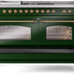 Ilve UP60FSNMPEGGLP Nostalgie Ii 60 Inch Dual Fuel Liquid Propane Freestanding Range In Emerald Green With Brass Trim