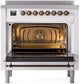 Ilve UPI366NMPWHB Nostalgie Ii 36 Inch Electric Freestanding Range In White With Bronze Trim