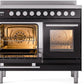 Ilve UPDI406WMPBK Professional Plus Ii 40 Inch Electric Freestanding Range In Glossy Black With Trim