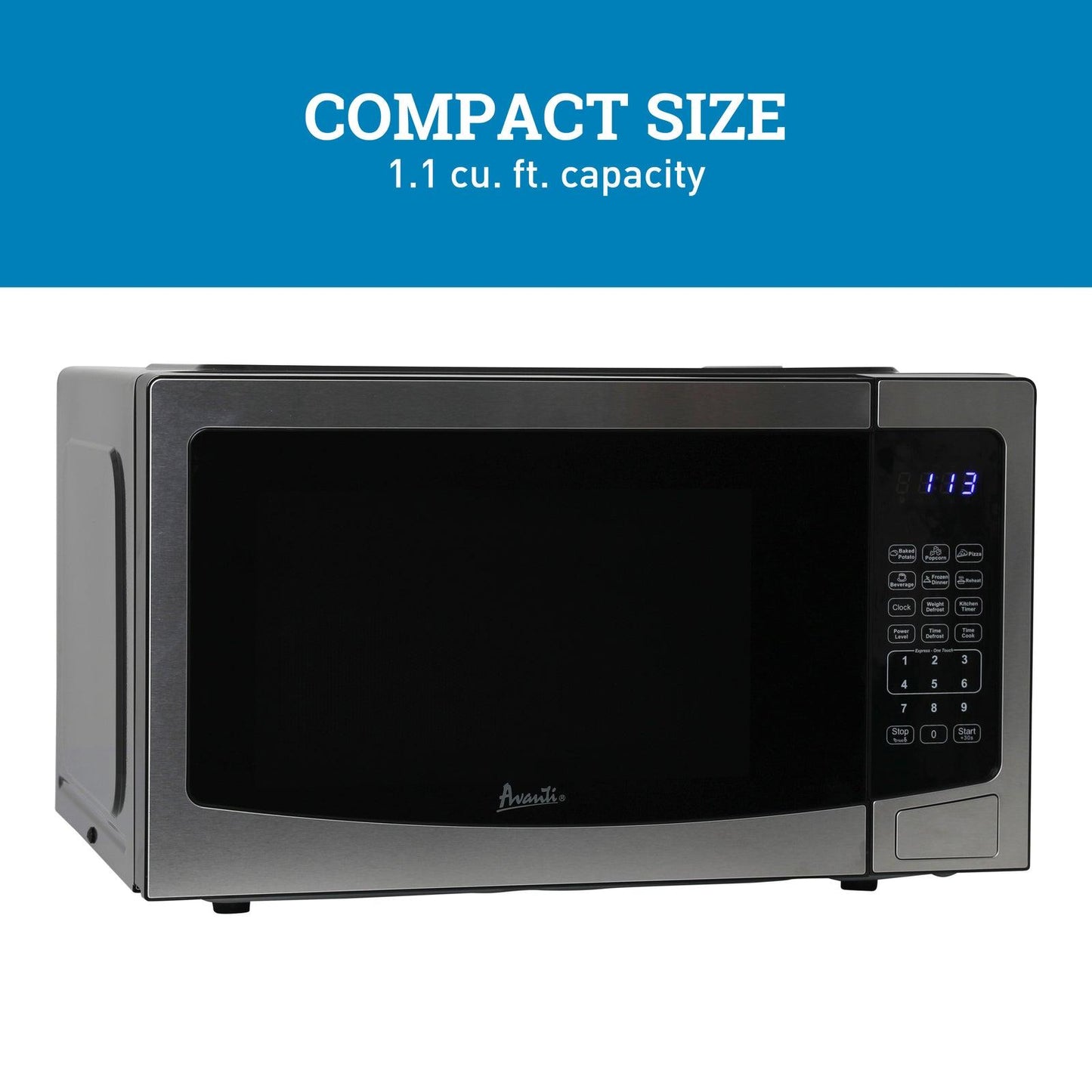 Avanti MT115V1B Avanti Microwave Oven, 1.1 Cu. Ft. Capacity - Black / 1.1 Cu. Ft.