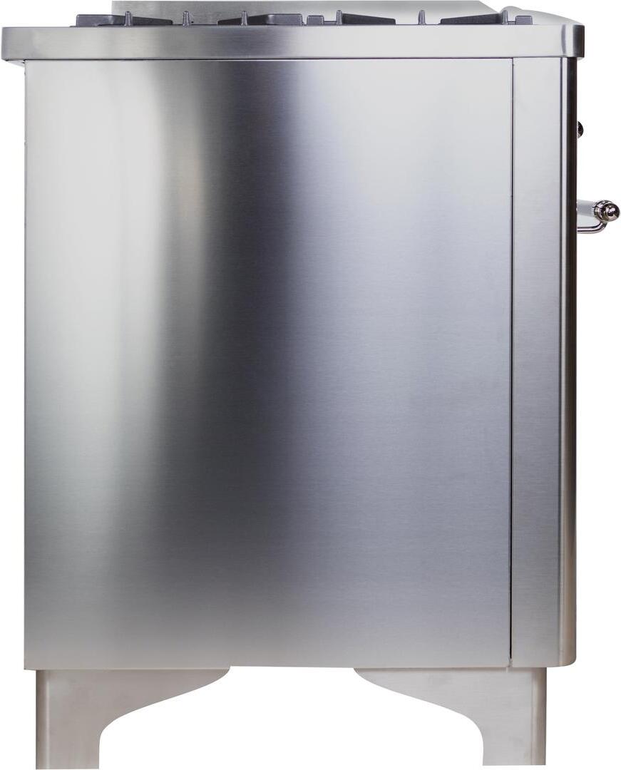 Ilve UM12FDNS3SSC Majestic Ii 48 Inch Dual Fuel Natural Gas Freestanding Range In Stainless Steel With Chrome Trim