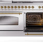 Ilve UP60FSNMPSSG Nostalgie Ii 60 Inch Dual Fuel Natural Gas Freestanding Range In Stainless Steel With Brass Trim