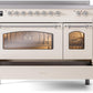 Ilve UPI486NMPAWC Nostalgie Ii 48 Inch Electric Freestanding Range In Antique White With Chrome Trim