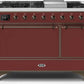 Ilve UM12FDQNS3BUBLP Majestic Ii 48 Inch Dual Fuel Liquid Propane Freestanding Range In Burgundy With Bronze Trim