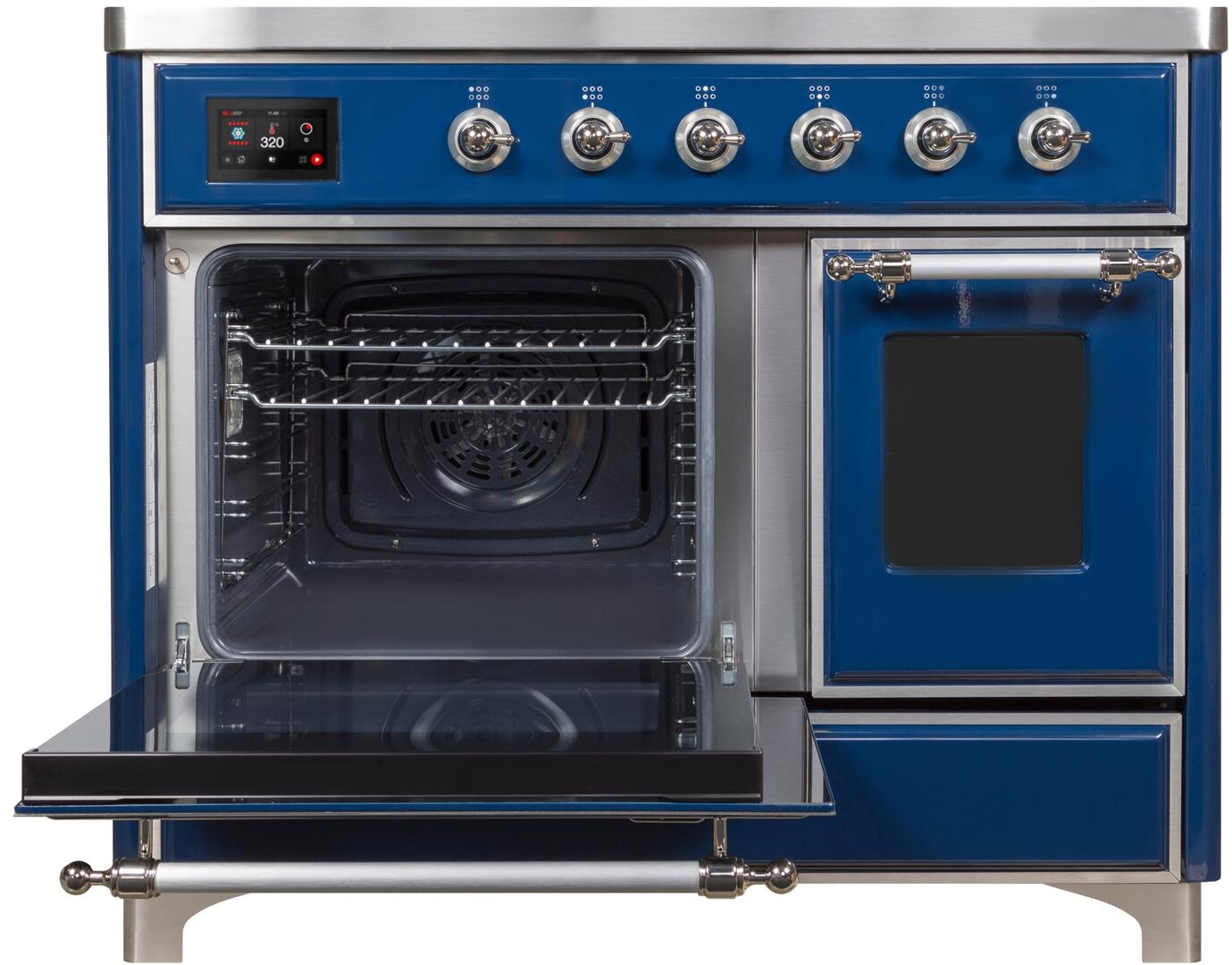 Ilve UMDI10NS3MBC Majestic Ii 40 Inch Electric Freestanding Range In Blue With Chrome Trim