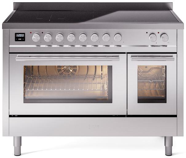 Ilve UPI486WMPSS Professional Plus Ii 48 Inch Electric Freestanding Range In Stainless Steel With Trim