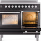 Ilve UPDI406WMPBK Professional Plus Ii 40 Inch Electric Freestanding Range In Glossy Black With Trim