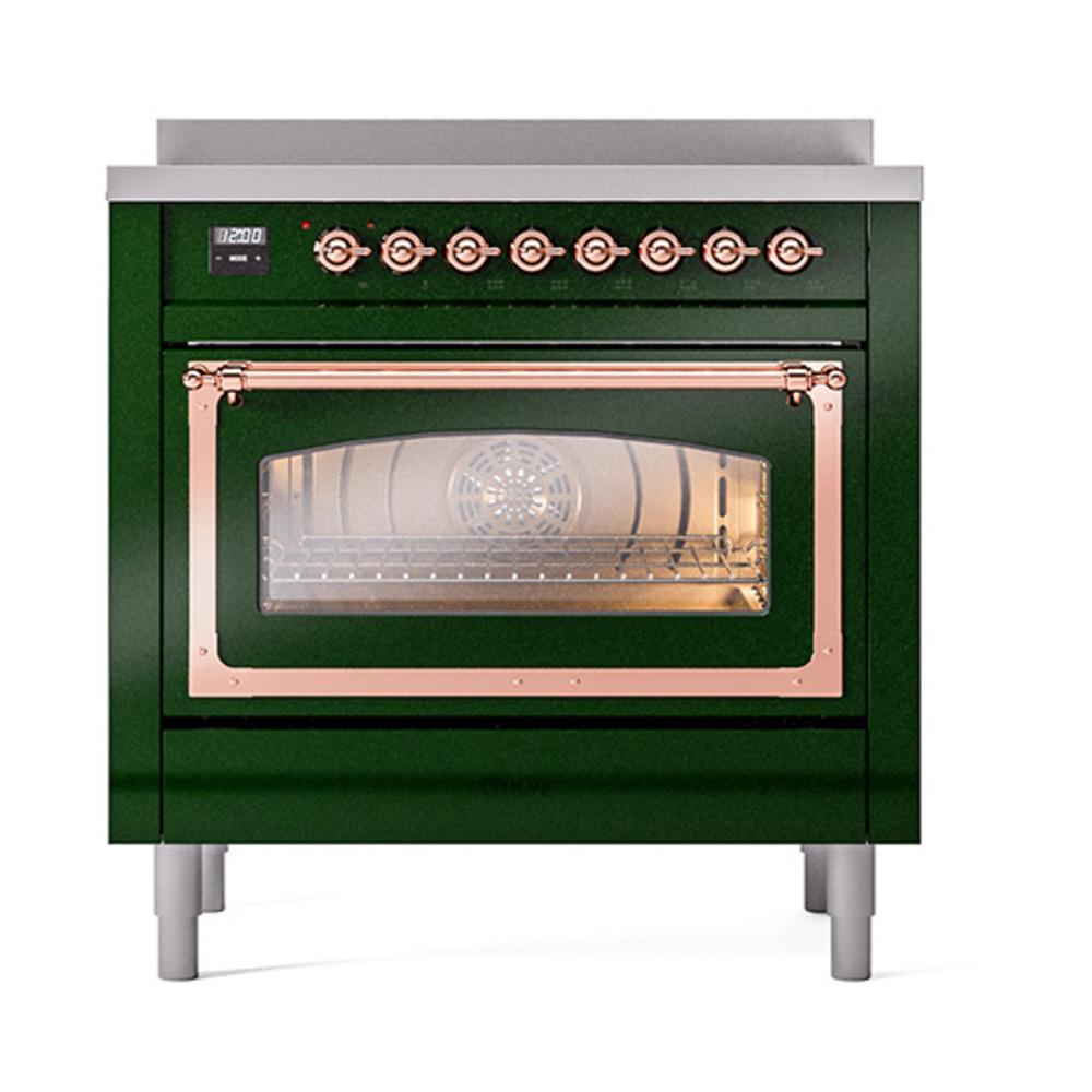 Ilve UNI366NMPEGP Ilve Uni366Nmpegp Nostalgie Ii Noblesse 36" Induction Range (Triple Glass Door, Emerald Green, Copper)