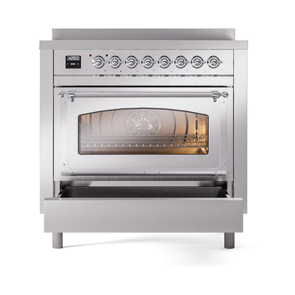 Ilve UNI366NMPSSC Ilve Uni366Nmpssc Nostalgie Ii Noblesse 36" Induction Range (Triple Glass Door, Stainless Steel, Chrome)