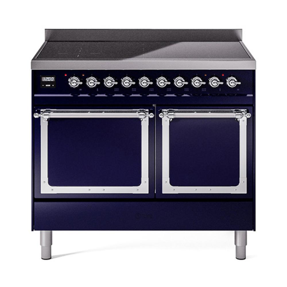 Ilve UNDI406QNMPMBC Ilve Undi406Qnmpmbc Nostalgie Ii Noblesse 40" Induction Range (Solid Door, Midnight Blue, Chrome)