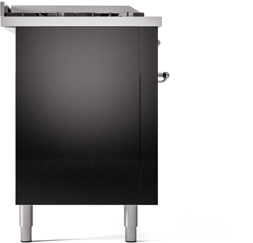 Ilve UP60FSNMPBKCLP Nostalgie Ii 60 Inch Dual Fuel Liquid Propane Freestanding Range In Glossy Black With Chrome Trim