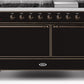 Ilve UM15FDQNS3BKBLP Majestic Ii 60 Inch Dual Fuel Liquid Propane Freestanding Range In Glossy Black With Bronze Trim