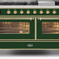 Ilve UM15FDNS3EGG Majestic Ii 60 Inch Dual Fuel Natural Gas Freestanding Range In Emerald Green With Brass Trim