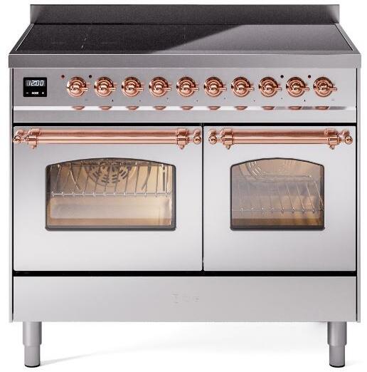 Ilve UPDI406NMPSSP Nostalgie Ii 40 Inch Electric Freestanding Range In Stainless Steel With Copper Trim