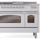 Ilve UP48FSNMPWHC Nostalgie Ii 48 Inch Dual Fuel Natural Gas Freestanding Range In White With Chrome Trim