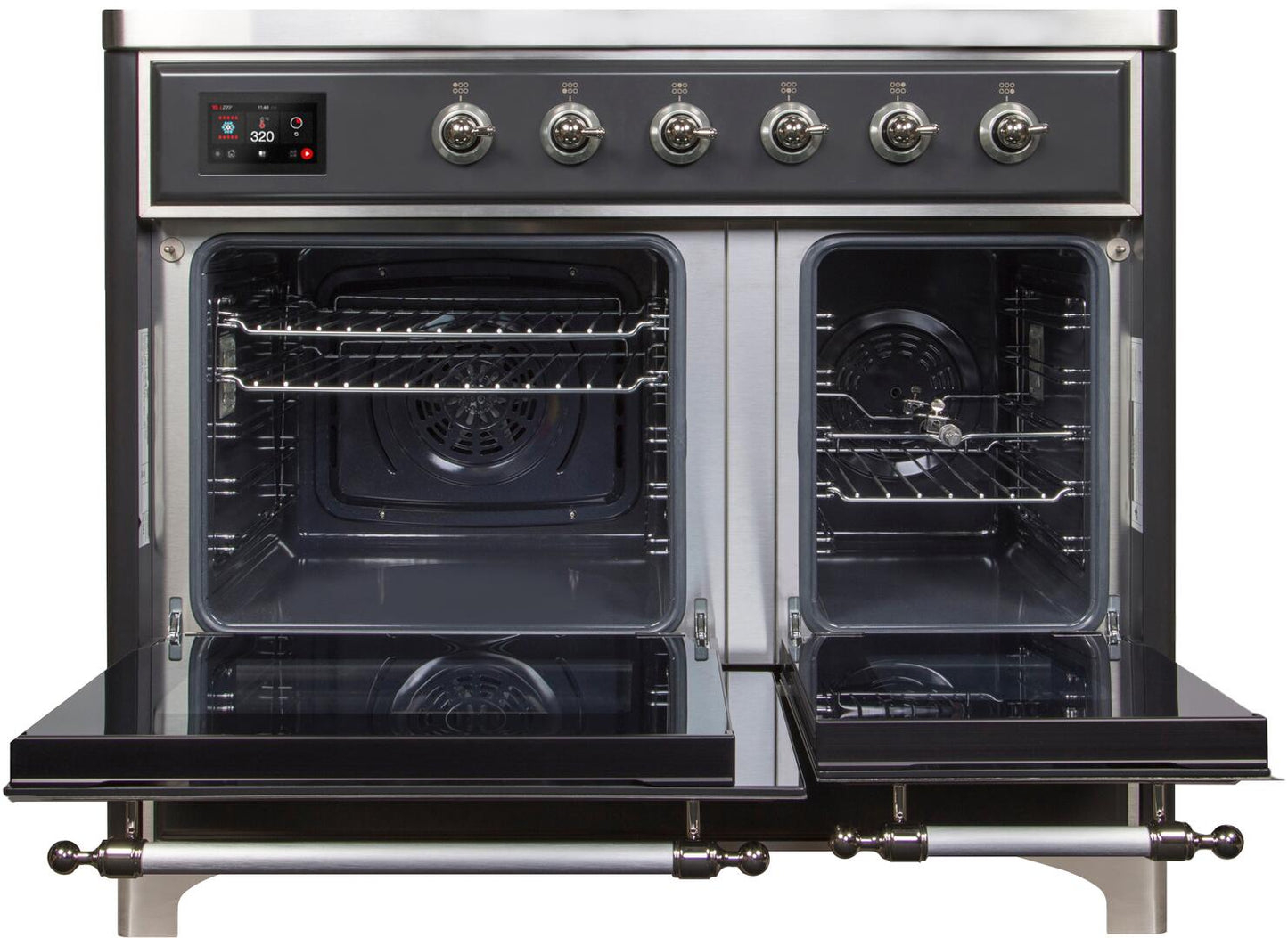 Ilve UMDI10NS3MGC Majestic Ii 40 Inch Electric Freestanding Range In Matte Graphite With Chrome Trim