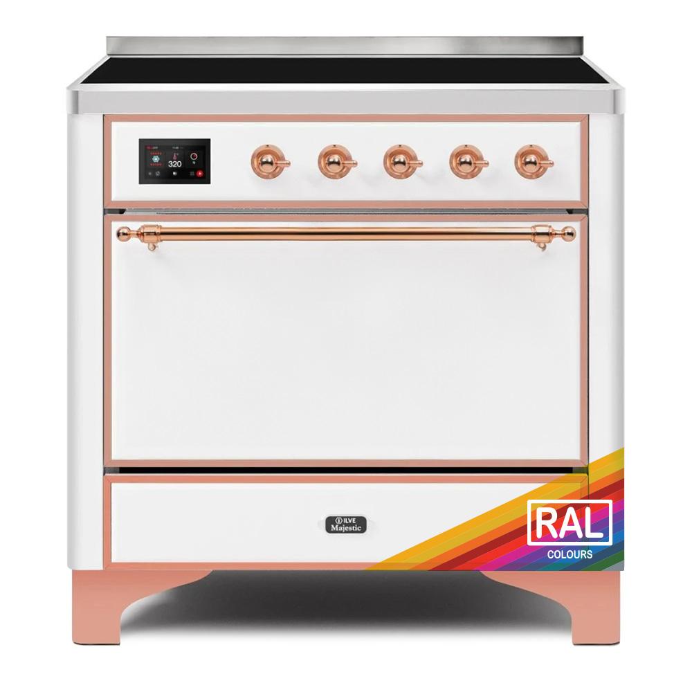 Ilve UMI09QNS3RAP Ilve Majestic Ii 36 Umi09Qns3Rap Freestanding Electric Range With Induction Single Oven With Solid Door In Ral Color With Copper Knobs